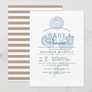 Invitation Blueberry Trio Baby shower d'aquarelle Berry