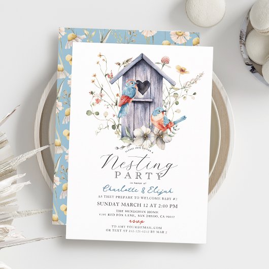 Invitation Bluebird Birdhouse Fleur sauvage fête de nidificat