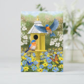 Invitation Bluebirds et Hexagon Birdhouse Blue (Debout devant)