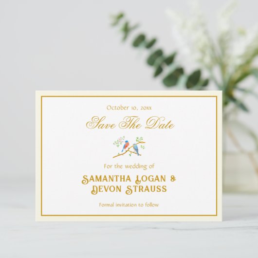 Invitation Bluebirds Save The Date Wedding Announcement (Debout devant)