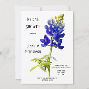 Invitation Bluebonnet Floral sur blanc, Fête des mariées Mari