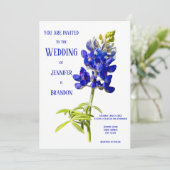 Invitation Bluebonnet Floral sur blanc, Mariage (Debout devant)