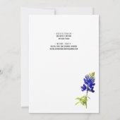 Invitation Bluebonnet Floral sur blanc, mariage Enregistrer l (Dos)