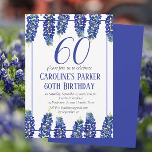 Invitation Bluebonnets 60e anniversaire Blue Floral Texas