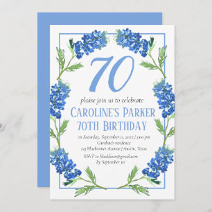 Invitation Bluebonnets 70e anniversaire Blue Floral Texas