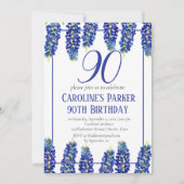 Invitation Bluebonnets 90e anniversaire Blue Floral Texas (Devant)