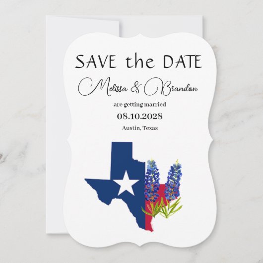 Invitation Bluebonnets Blue Floral Texas Rustic Mariage (Devant)