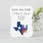 Invitation Bluebonnets Blue Floral Texas Rustic Mariage (Debout devant)