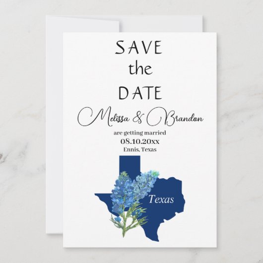 Invitation Bluebonnets Blue Floral Texas Rustic Mariage (Devant)