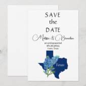 Invitation Bluebonnets Blue Floral Texas Rustic Mariage (Devant / Derrière)