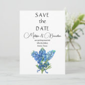 Invitation Bluebonnets Blue Floral Texas Rustic Mariage (Debout devant)