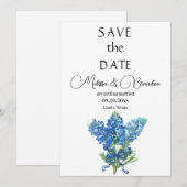Invitation Bluebonnets Blue Floral Texas Rustic Mariage (Devant / Derrière)
