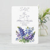 Invitation Bluebonnets Blue Floral Texas Rustic Mariage (Debout devant)