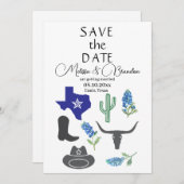Invitation Bluebonnets Blue Floral Texas Rustic Mariage (Devant / Derrière)
