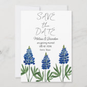 Invitation Bluebonnets Blue Floral Texas Rustic Mariage (Devant)