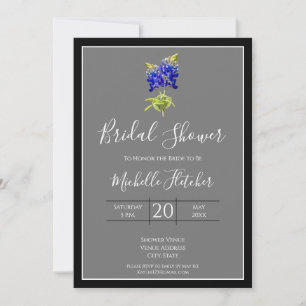 Invitation Bluebonnets du Texas sur gris foncé, printemps, nu