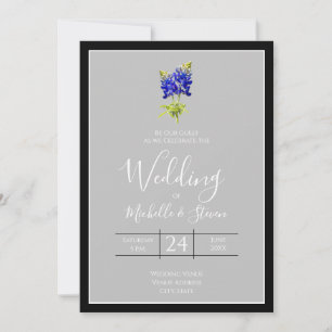 Invitation Bluebonnets du Texas sur le gris clair, mariage du