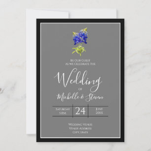 Invitation Bluebonnets du Texas sur le gris foncé, mariage du