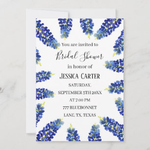 Invitation Bluebonnets Floral Aquarelle Boho Fête des mariées