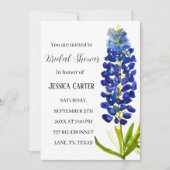 Invitation Bluebonnets Floral Aquarelle Boho Fête des mariées (Devant)