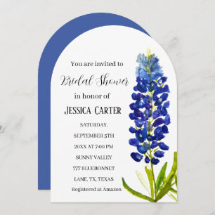 Invitation Bluebonnets Floral Aquarelle Boho Fête des mariées