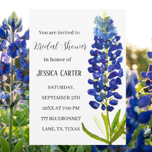 Invitation Bluebonnets Floral Aquarelle Boho Fête des mariées