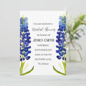 Invitation Bluebonnets Floral Aquarelle Boho Fête des mariées (Debout devant)