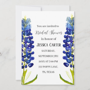 Invitation Bluebonnets Floral Aquarelle Boho Fête des mariées