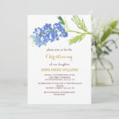 Invitation Bluebonnets Floral Gold Fleur sauvage Cross Baptêm (Debout devant)