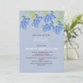 Invitation Bluebonnets Floral Or Dusty Croix Bleue Baptême (Debout devant)