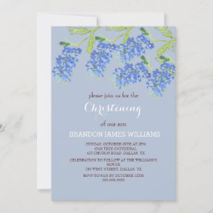 Invitation Bluebonnets Floral Or Dusty Croix Bleue Baptême