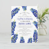 Invitation Bluebonnets modernes Quinceañera Floral 15 Anniver (Debout devant)