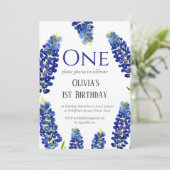 Invitation Bluebonnets Premier anniversaire bleu Floral Anniv (Debout devant)