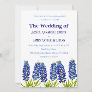 Invitation Bluebonnets Texas Aquarelle Mariage Floral