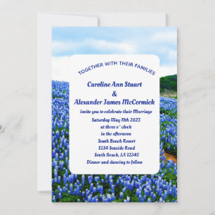 Invitation Bluebonnets Texas Blue Floral Mariage élégant