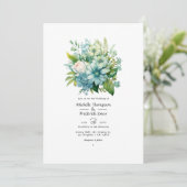 Invitation Blueish Greens Floral Mariage d'hiver (Debout devant)