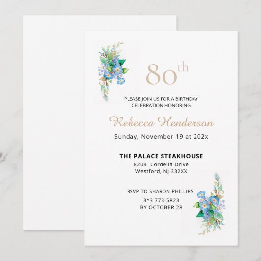 Invitation Blues Célestes (Devant / Derrière)