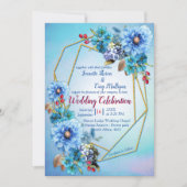 Invitation Blues de Cornflower en Mariage d'aquarelle (Devant)