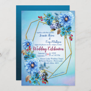 Invitation Blues de Cornflower en Mariage d'aquarelle