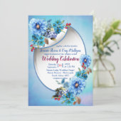 Invitation Blues de Cornflower en Mariage d'aquarelle (Debout devant)