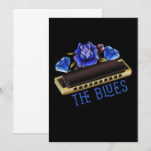 Invitation Blues Harmonica Music Son Jazz Acoustique Cadeau (Devant / Derrière)