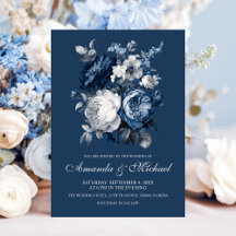 Blues modernes et Mariage floral gris