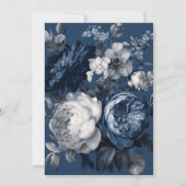 Invitation Blues modernes et Mariage floral gris (Dos)