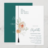 Invitation Bluish Green Tassel Vaut La Peine Hassle Graduatio (Devant / Derrière)