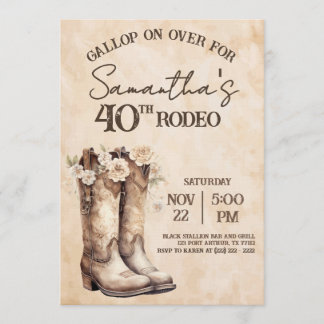 Invitation Blush and Boots 40th Rodeo Western Birthday
