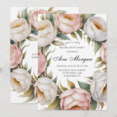 Invitation Blush and Ivory Rose Floral Bachelorette Party (Devant / Derrière)