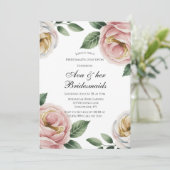 Invitation Blush and Ivory Rose Floral Bridesmaids Luncheon (Debout devant)