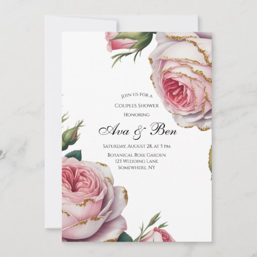 Invitation Blush and Ivory Rose Floral Couples Shower (Devant)