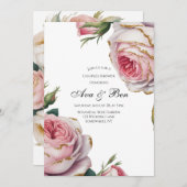 Invitation Blush and Ivory Rose Floral Couples Shower (Devant / Derrière)
