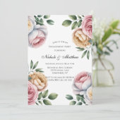 Invitation Blush and Ivory Rose Floral Engagement Party (Debout devant)